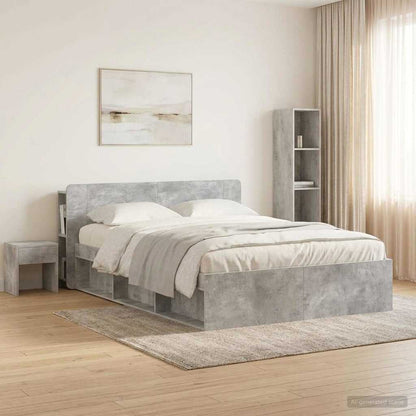 vidaXL Headboard Cabinet with Storage Concrete Grey Engineered Wood