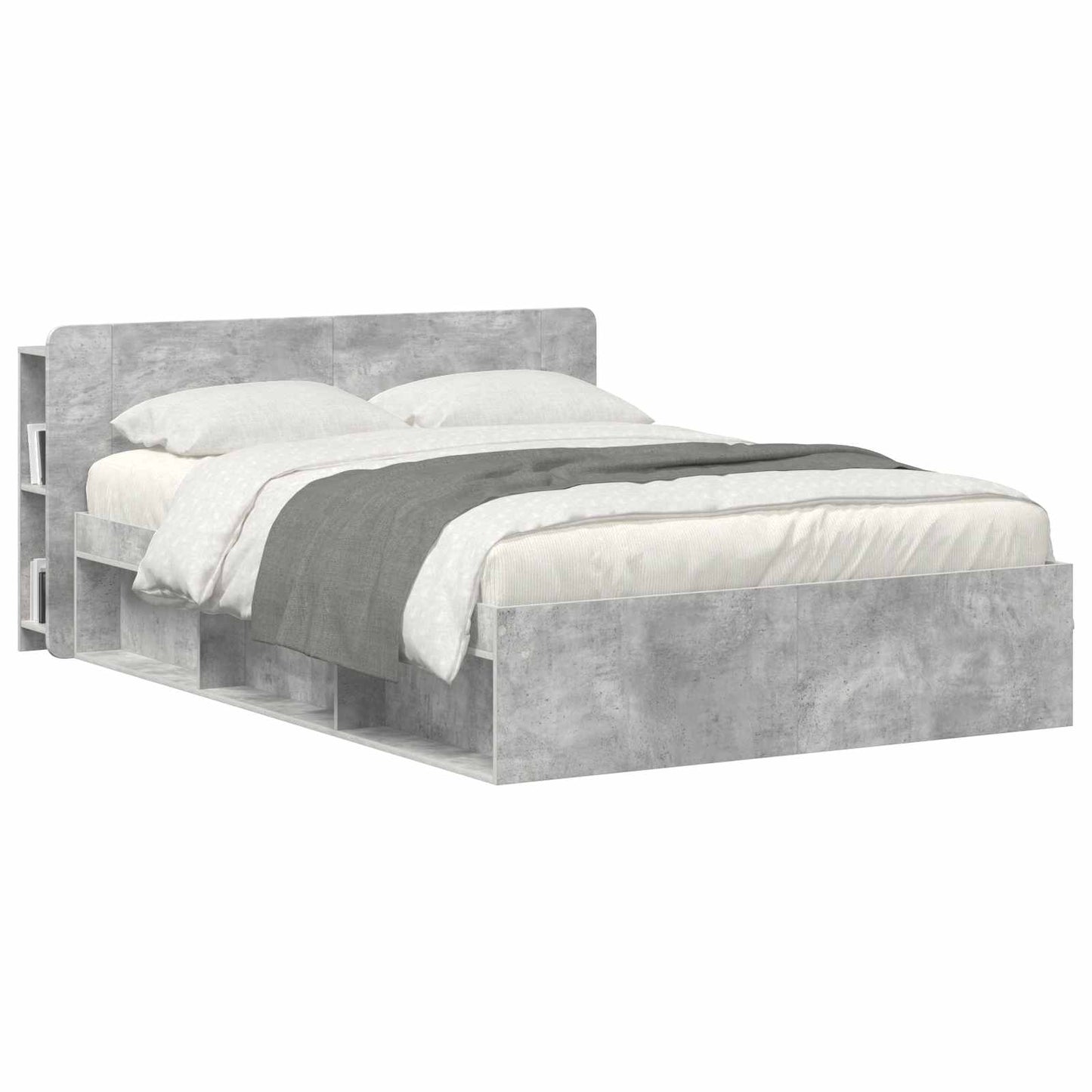 vidaXL Headboard Cabinet with Storage Concrete Grey Engineered Wood