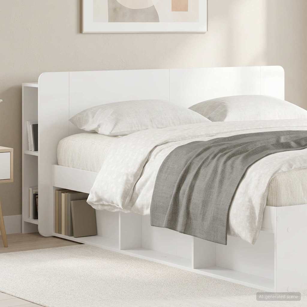 vidaXL Headboard Cabinet with Storage High Gloss White Engineered Wood