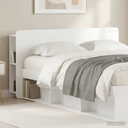 vidaXL Headboard Cabinet with Storage High Gloss White Engineered Wood