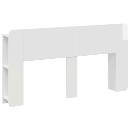 vidaXL Headboard Cabinet with Storage High Gloss White Engineered Wood