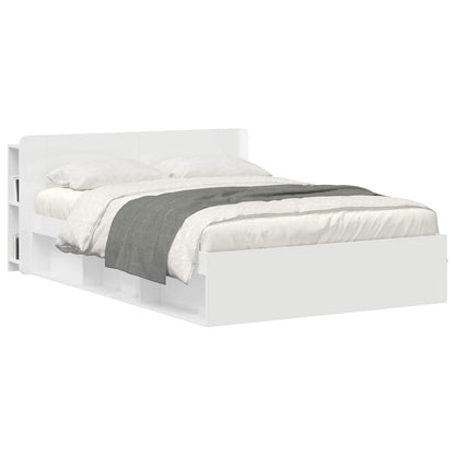 vidaXL Headboard Cabinet with Storage High Gloss White Engineered Wood