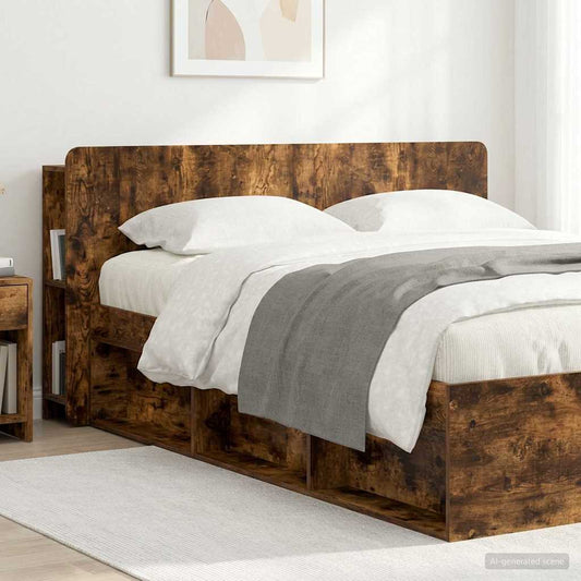 vidaXL Headboard Cabinet with Storage Smoked Oak Engineered Wood