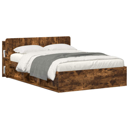 vidaXL Headboard Cabinet with Storage Smoked Oak Engineered Wood