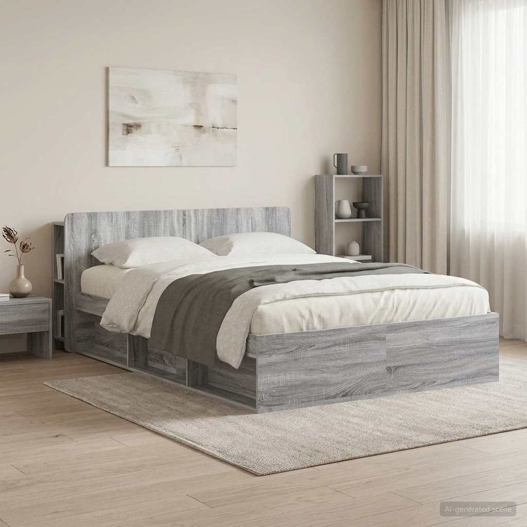 vidaXL Headboard Cabinet with Storage Grey Sonoma Engineered Wood