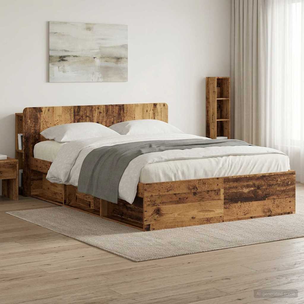 vidaXL Headboard Cabinet with Storage Old Wood Engineered Wood