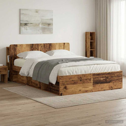 vidaXL Headboard Cabinet with Storage Old Wood Engineered Wood