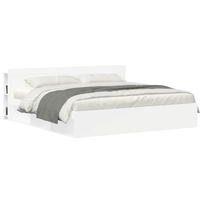 vidaXL Headboard Cabinet with Storage White Engineered Wood