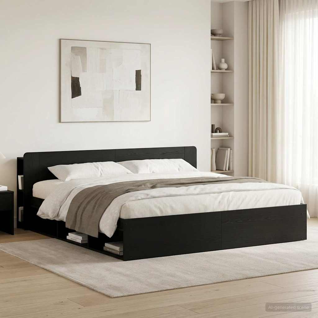vidaXL Headboard Cabinet with Storage Black Engineered Wood