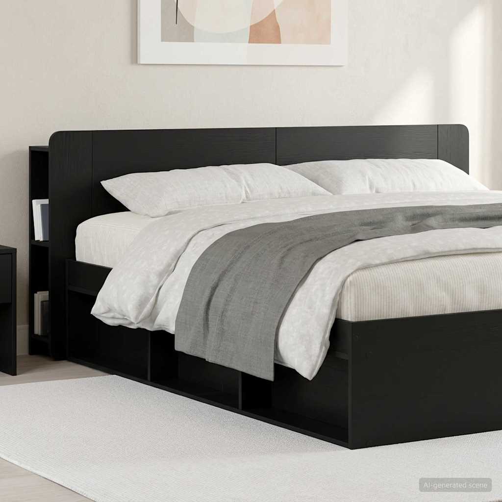 vidaXL Headboard Cabinet with Storage Black Engineered Wood