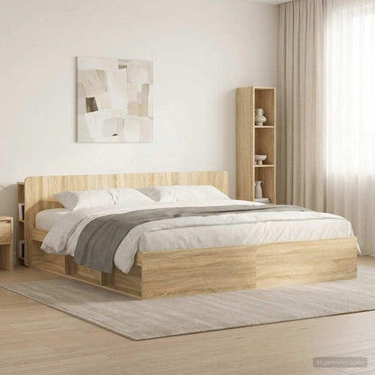 vidaXL Headboard Cabinet with Storage Sonoma Oak Engineered Wood