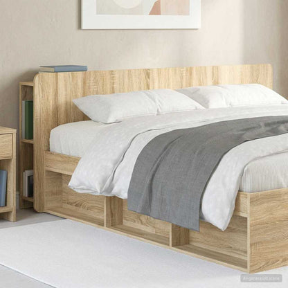 vidaXL Headboard Cabinet with Storage Sonoma Oak Engineered Wood