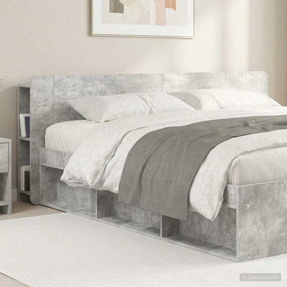 vidaXL Headboard Cabinet with Storage Concrete Grey Engineered Wood