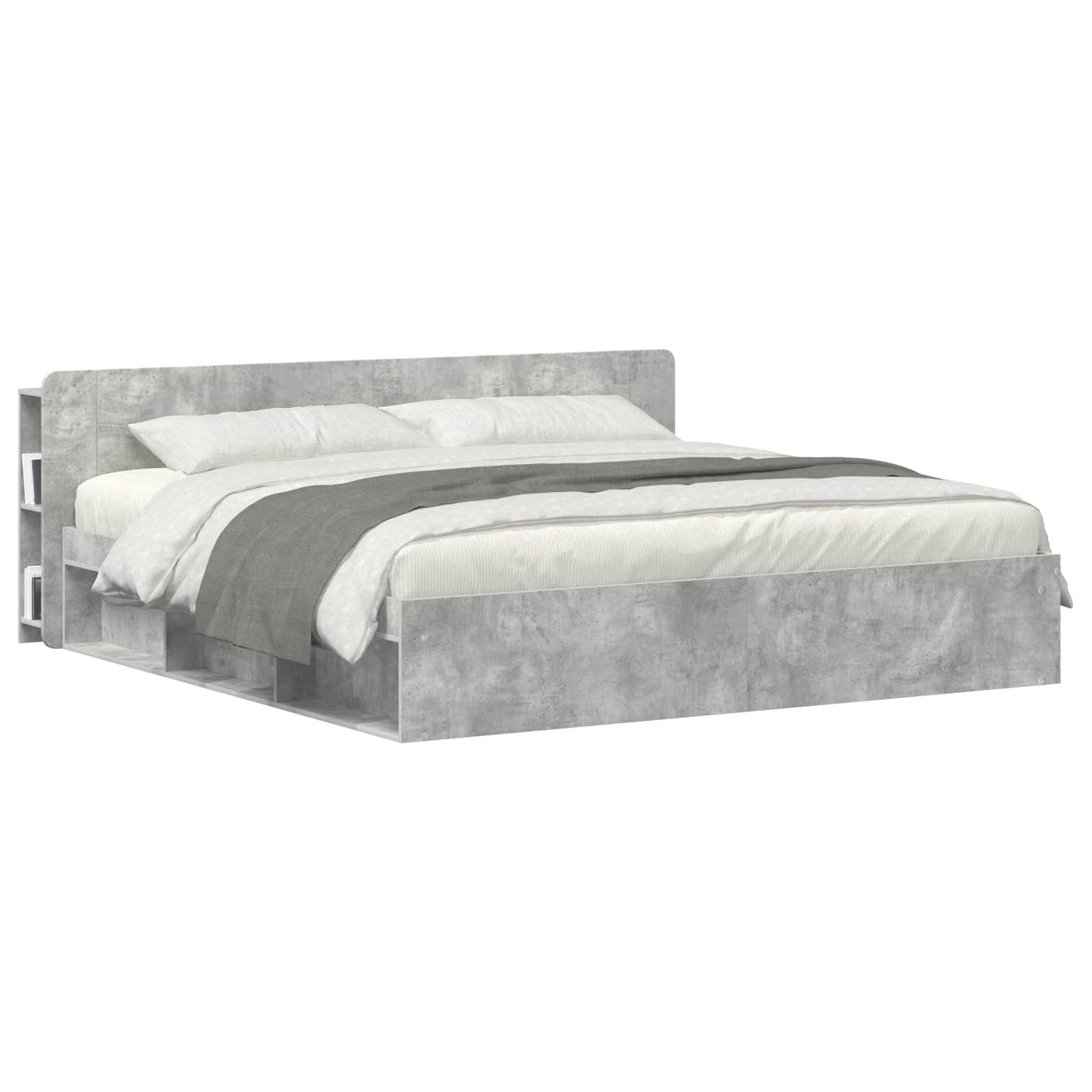 vidaXL Headboard Cabinet with Storage Concrete Grey Engineered Wood