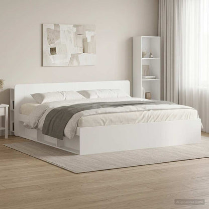 vidaXL Headboard Cabinet with Storage High Gloss White Engineered Wood