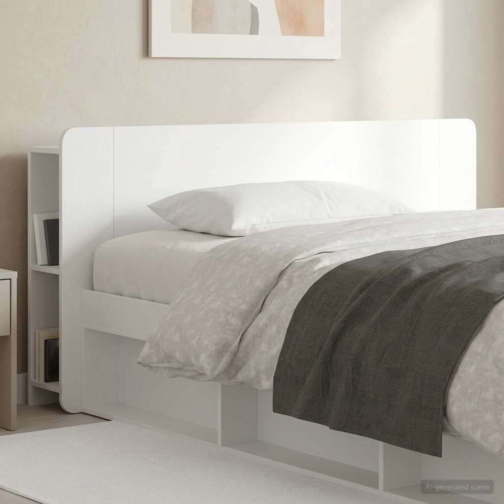 vidaXL Headboard Cabinet with Storage High Gloss White Engineered Wood