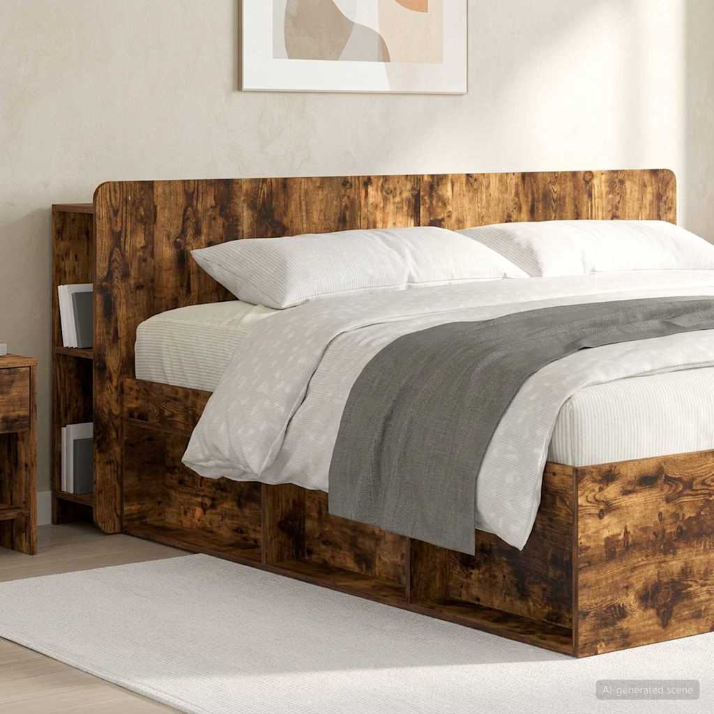 vidaXL Headboard Cabinet with Storage Smoked Oak Engineered Wood