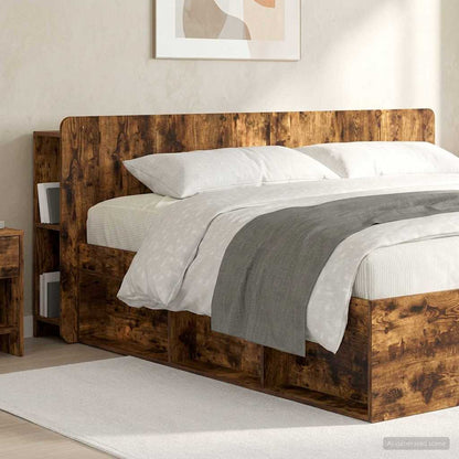 vidaXL Headboard Cabinet with Storage Smoked Oak Engineered Wood