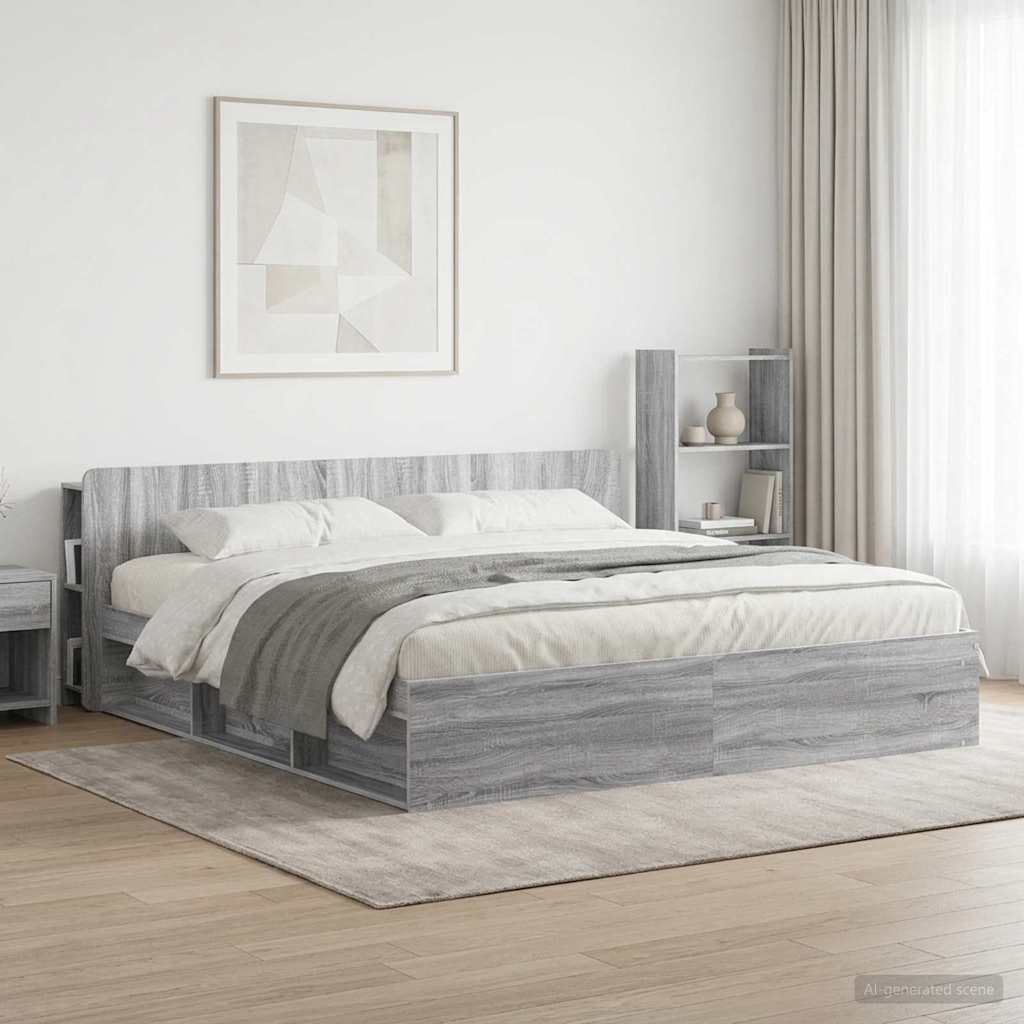 vidaXL Headboard Cabinet with Storage Grey Sonoma Engineered Wood