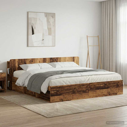 vidaXL Headboard Cabinet with Storage Old Wood Engineered Wood