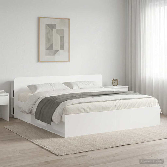 vidaXL Headboard Cabinet with Storage White Engineered Wood