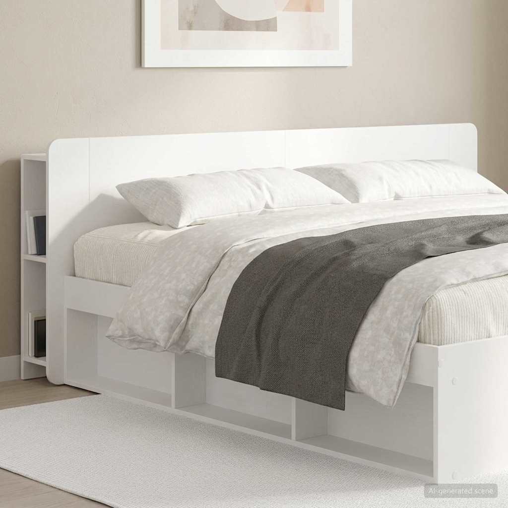 vidaXL Headboard Cabinet with Storage White Engineered Wood
