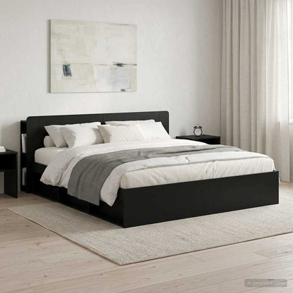 vidaXL Headboard Cabinet with Storage Black Engineered Wood