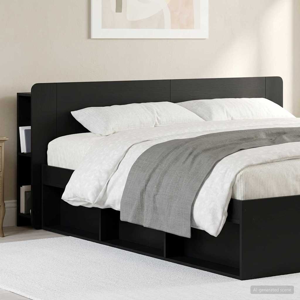 vidaXL Headboard Cabinet with Storage Black Engineered Wood