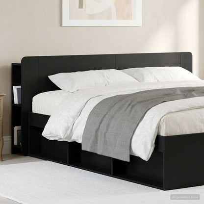 vidaXL Headboard Cabinet with Storage Black Engineered Wood