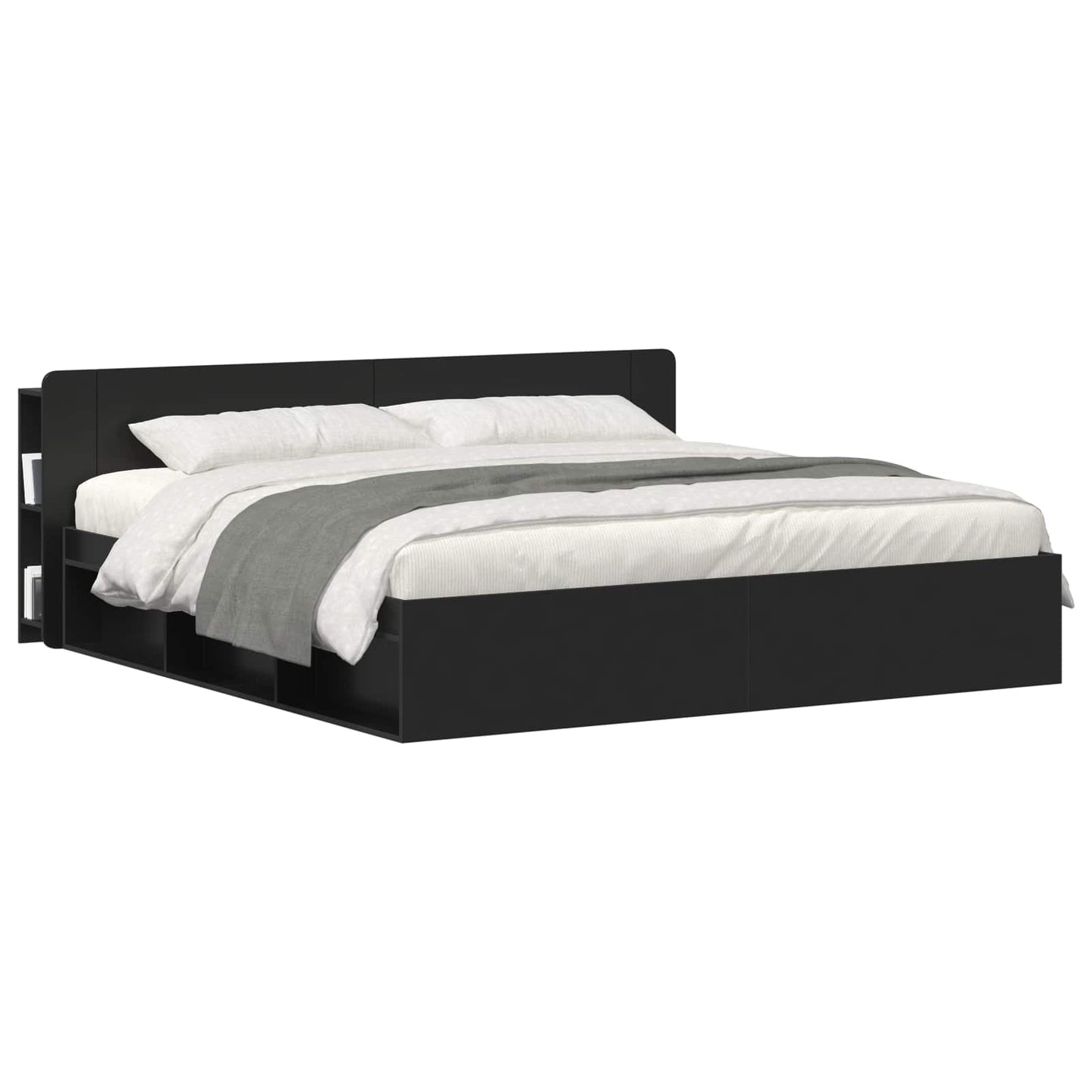 vidaXL Headboard Cabinet with Storage Black Engineered Wood