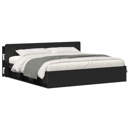 vidaXL Headboard Cabinet with Storage Black Engineered Wood