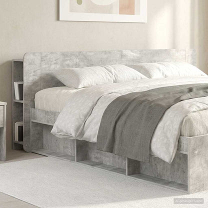 vidaXL Headboard Cabinet with Storage Concrete Grey Engineered Wood