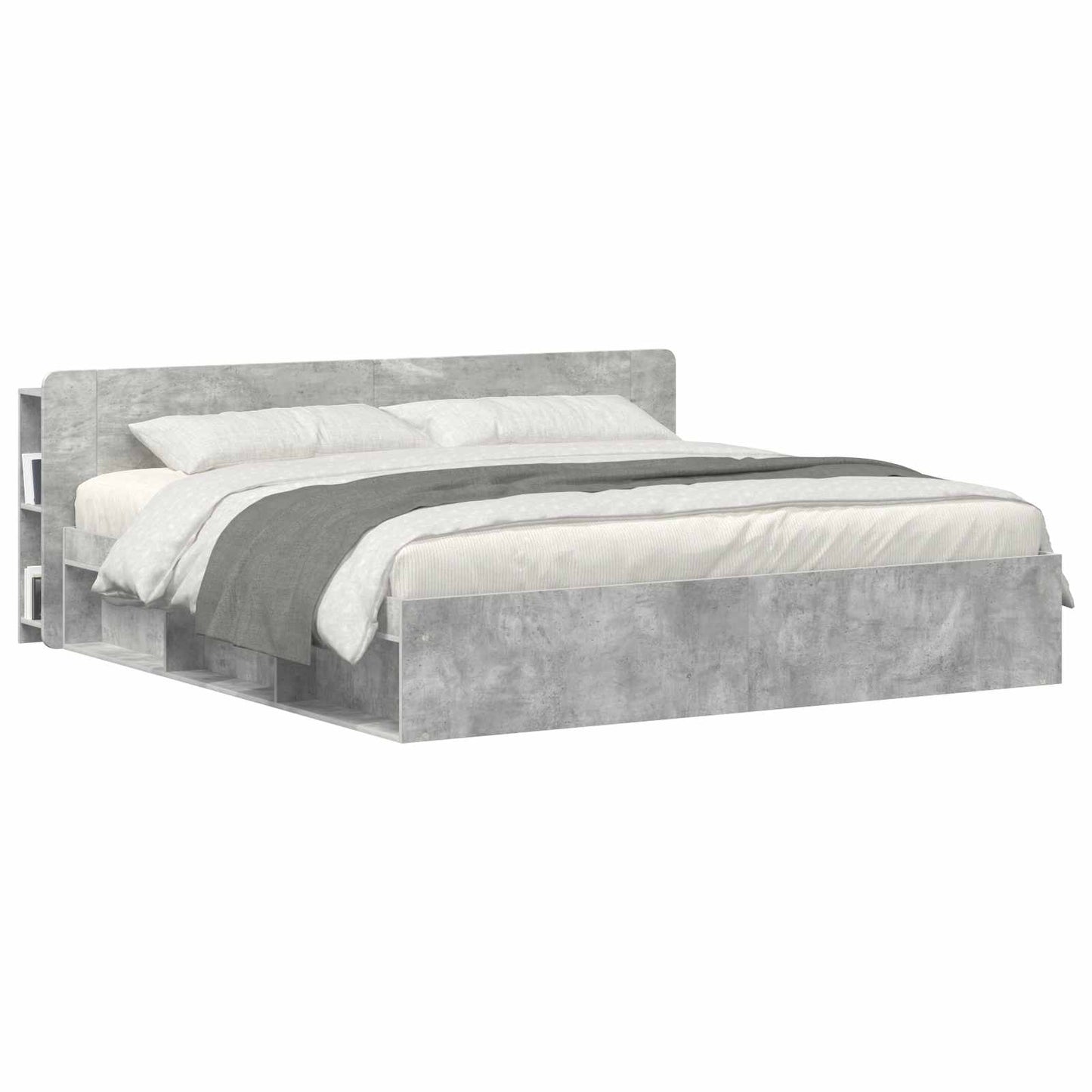 vidaXL Headboard Cabinet with Storage Concrete Grey Engineered Wood