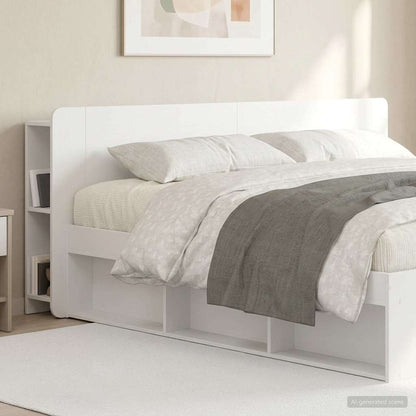 vidaXL Headboard Cabinet with Storage High Gloss White Engineered Wood