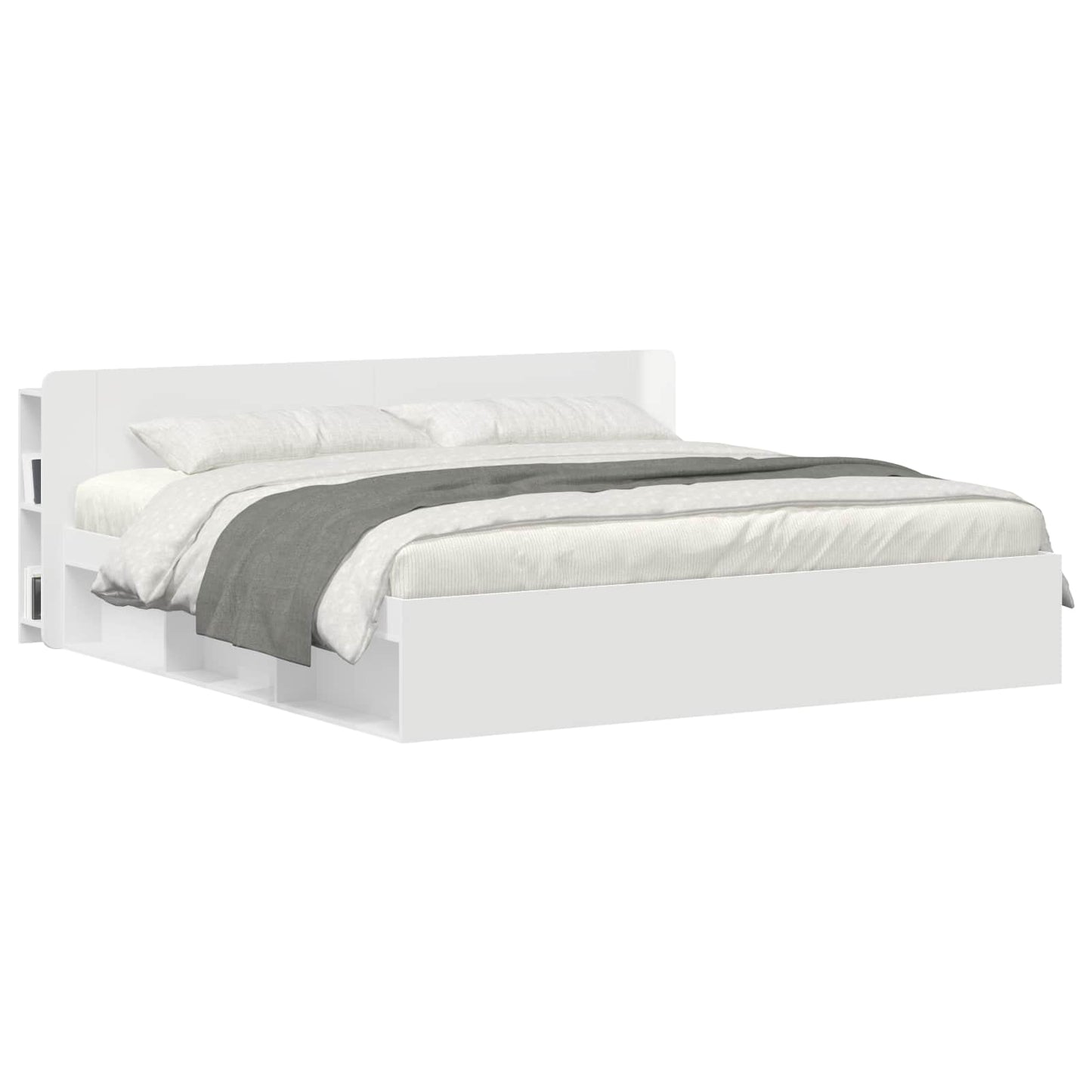 vidaXL Headboard Cabinet with Storage High Gloss White Engineered Wood