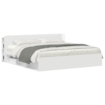 vidaXL Headboard Cabinet with Storage High Gloss White Engineered Wood