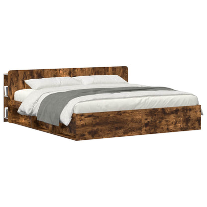 vidaXL Headboard Cabinet with Storage Smoked Oak Engineered Wood
