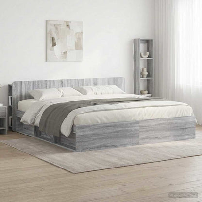 vidaXL Headboard Cabinet with Storage Grey Sonoma Engineered Wood