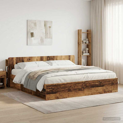 vidaXL Headboard Cabinet with Storage Old Wood Engineered Wood