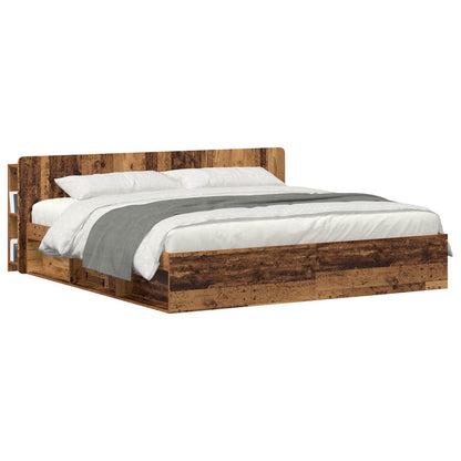 vidaXL Headboard Cabinet with Storage Old Wood Engineered Wood