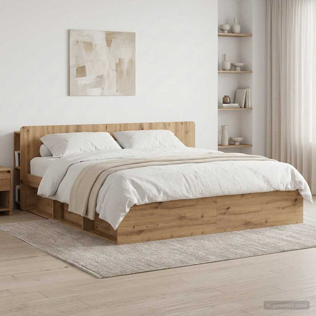 vidaXL Headboard Cabinet Artisan Oak 200 cm Engineered Wood