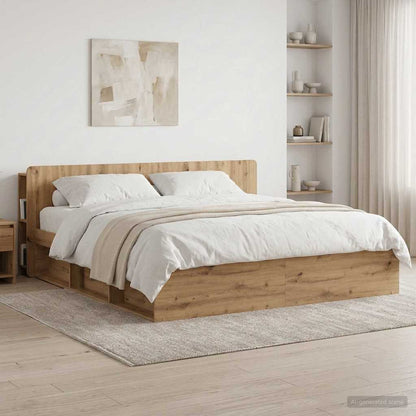 vidaXL Headboard Cabinet Artisan Oak 200 cm Engineered Wood