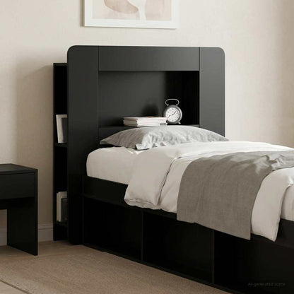 vidaXL Headboard Cabinet with Storage Black Engineered Wood