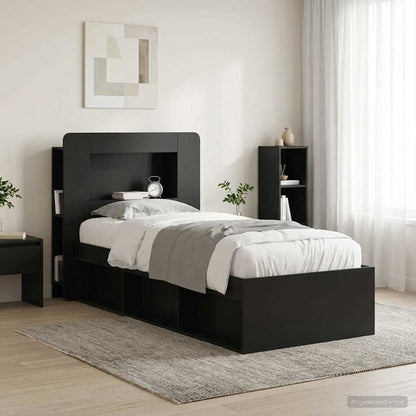 vidaXL Headboard Cabinet with Storage Black Engineered Wood