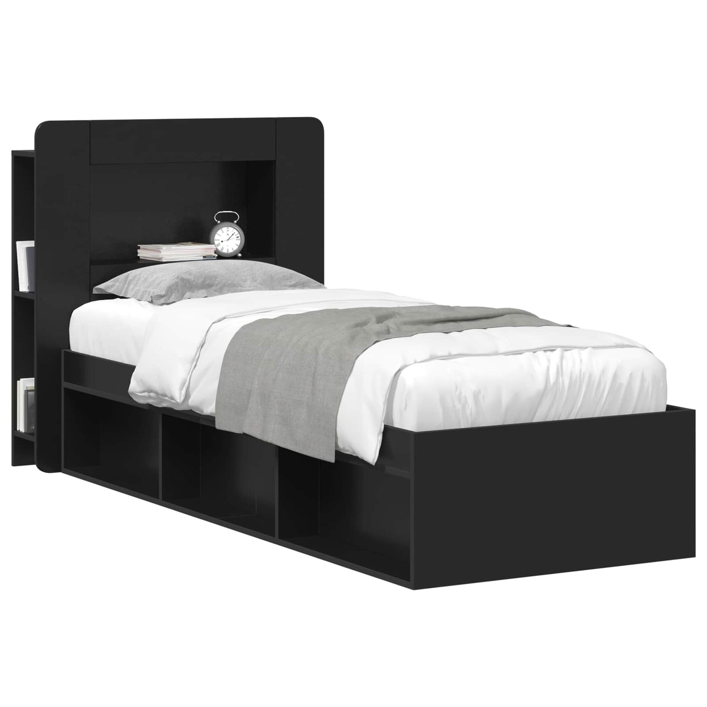 vidaXL Headboard Cabinet with Storage Black Engineered Wood