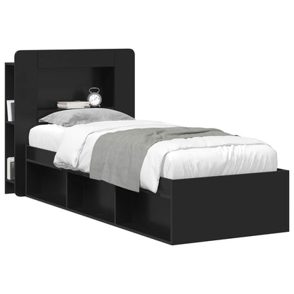 vidaXL Headboard Cabinet with Storage Black Engineered Wood