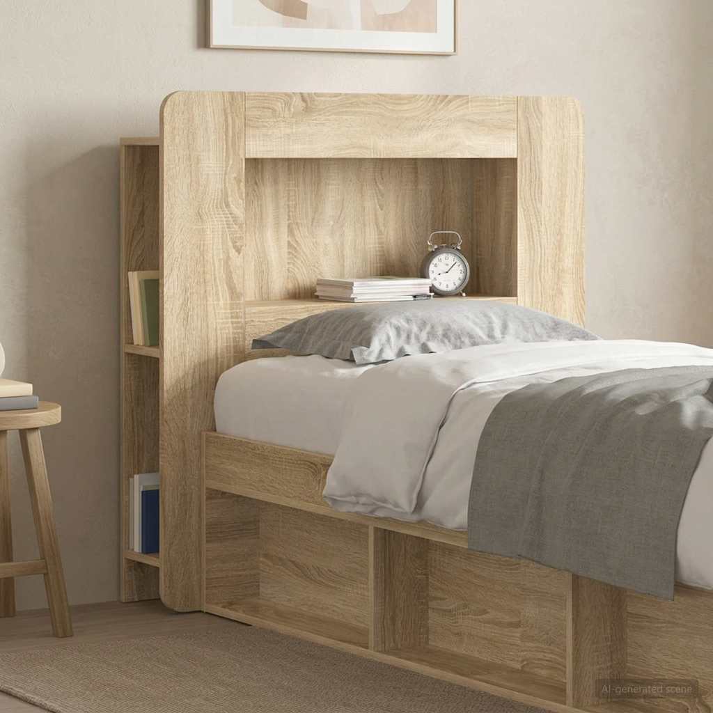 vidaXL Headboard Cabinet with Storage Sonoma Oak Engineered Wood