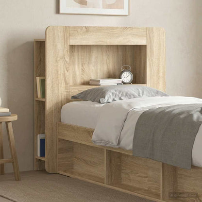 vidaXL Headboard Cabinet with Storage Sonoma Oak Engineered Wood