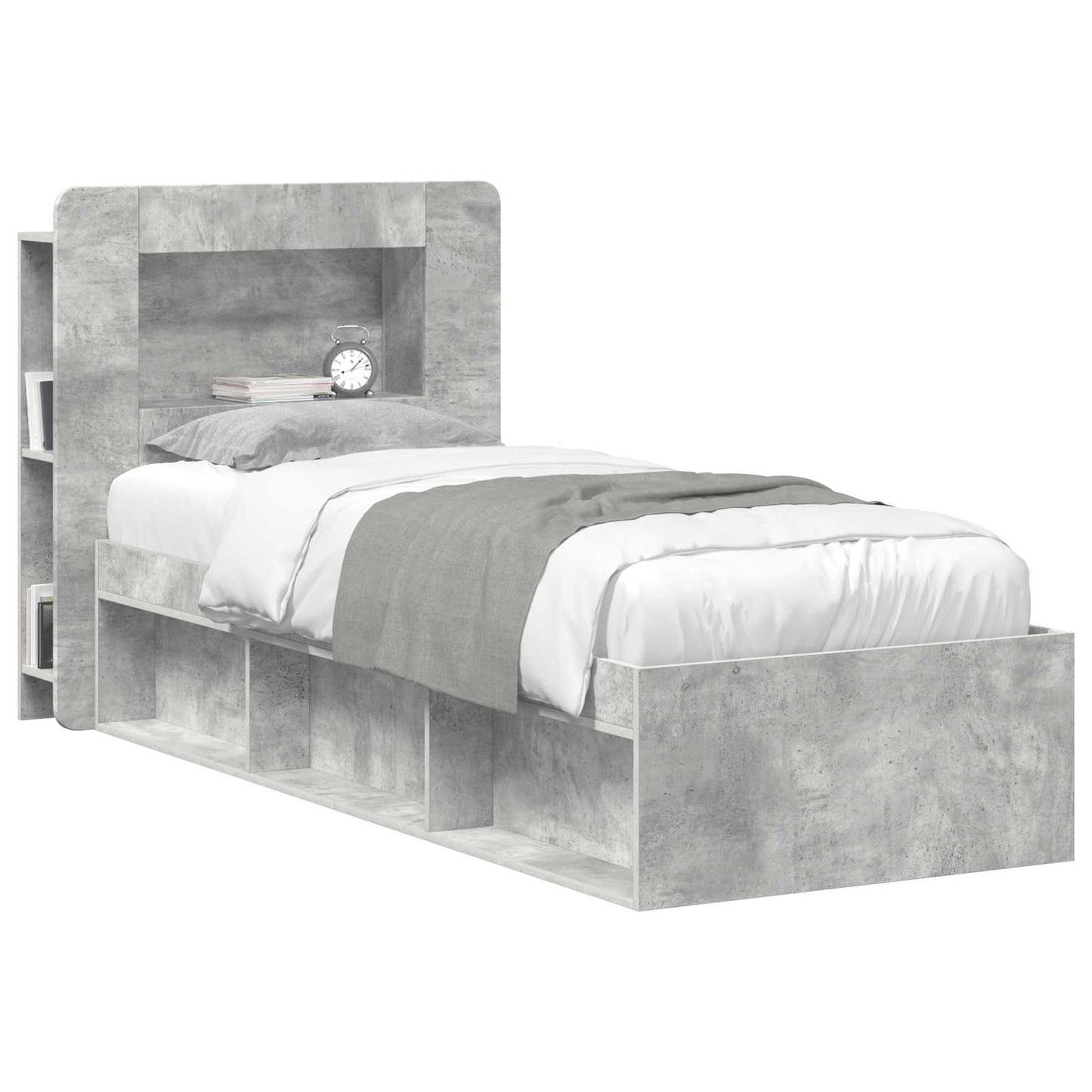 vidaXL Headboard Cabinet with Storage Concrete Grey Engineered Wood
