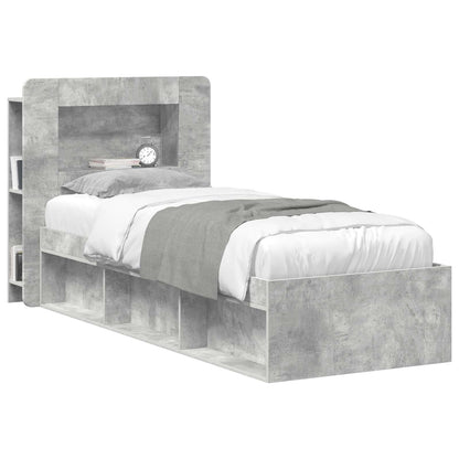 vidaXL Headboard Cabinet with Storage Concrete Grey Engineered Wood